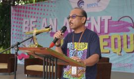 Kepala Loka Monitor Spektrum Frekuensi Radio Mamuju Muhammad Takdir memberi Sambutan saat membuka kegiatan Sosialisasi.