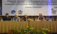 Para pembicara/Narasumber sosialialisasi PMK mengenai tata cara revisi Anggaran 2017, (9/3).  Kegitan tersebut diselenggarakan di Hotel Jayakarta-Bandung.