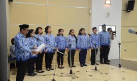 Pembacaan Surat Keputusan Dewan Pengurus Korpri Nasional No. 20 Tahun 2017  tentang Susunan Personalia Dewan Pengurus Korpri Kemkominfo Masa Bakti 2017-2022