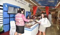 Juru penerangan dari SDPPI yang bertugas memberikan informasi, membagikan brosur kepada pengunjung Manado PPI Expo 2018.