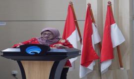 Sekjen Kemkominfo, Farida Dwi Cahyarini menyampaikan ucapan terima kasih kepada pegawai purnabhakti.
