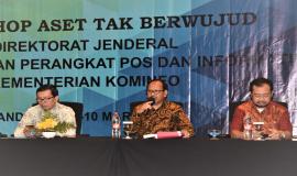 Biro Keuangan Kementerian Komunikasi dan Informatika(Kemkominfo) sedang menjelaskan kepada Peserta Workshop Aset Tak Berwujud Direktorat Jenderal SDPPI