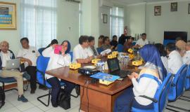 Kepala BPPT(Rus'an) memberikan paparan kepada Tim Media 13/8 2018