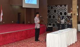 Menteri Komunikasi dan Informatika (Rudiantara) membacakan teks sumpah jabatan 20/8 2018