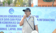 Sambutan oleh Direktur Operasi Sumber Daya Dwi Handoko sekaligus membuka acara simulasi Dukungan Komunikasi Kebencanaan (27/8).