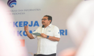 Direktur Jenderal Sumber Daya dan Perangkat Pos dan Informatika (Dirjen SDPPI) Ismail memaparkan rencana kerja Ditjen SDPPI tahun 2020-2024 pada kegiatan Rapat Kerja Kemkominfo RI di Labuan Bajo, Nusa Tenggara Timur (4/3).