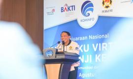 Menpora Zainudin Amali memberikan sambutan pada acara Pembukaan Kejurnas Virtual Tandoku Shorinji Kempo di Aula Anantakupa Kemkominfo, Jakarta (13/08/2020).