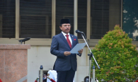Menkominfo memberikan amanah pada Upacara Hari Kebangkitan Nasional ke-112 di Lapangan Anantakupa Kementerian Komunikasi dan Informatika, Jakarta (20/5/2020).