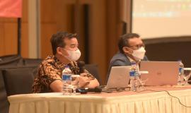 Perwakilan dari Inspektorat Jenderal Kementerian Komunikasi dan Informatika hadir sekaligus memberikan sambutan pada Pelaksanaan Survey Persepsi Anti Korupsi dan Survey Persepsi Kualitas Pelayanan Publik Perizinan SFR dan SOR 2021, selasa (9/3/2021).