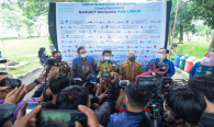 Konferensi pers yang dihadiri oleh media pada kegiatan UMKM Sumedang Go Digital di Sumedang (10/4/2021).