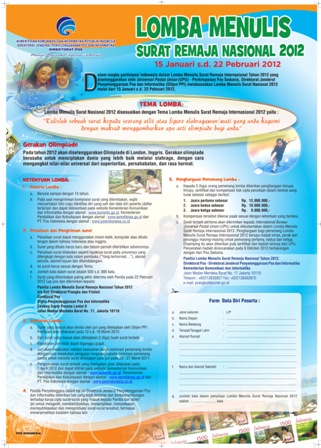 Lomba Menulis Surat Remaja Nasional Tahun 2012