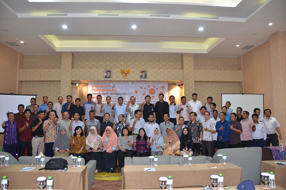 Peserta workshop pemeliharaan sistem monitoring spektrum frekuensi radio yang digelar Ditjen SDPPI, Kemkominfo, di Lombok, Nusa Tenggara Barat, pada 23-26 Oktober 2018.