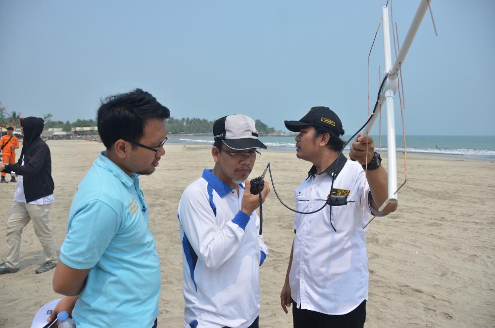 Salah satu bagian dari  Simulasi Dukungan Komunikasi Kebencanaan yang digelar bersama antara UPT Balai Monitor Spektrum Frekuensi Radio Banten, Lampung, Jakarta, Bandung, dan Yogyakarta, Selasa (27/9/2019). 