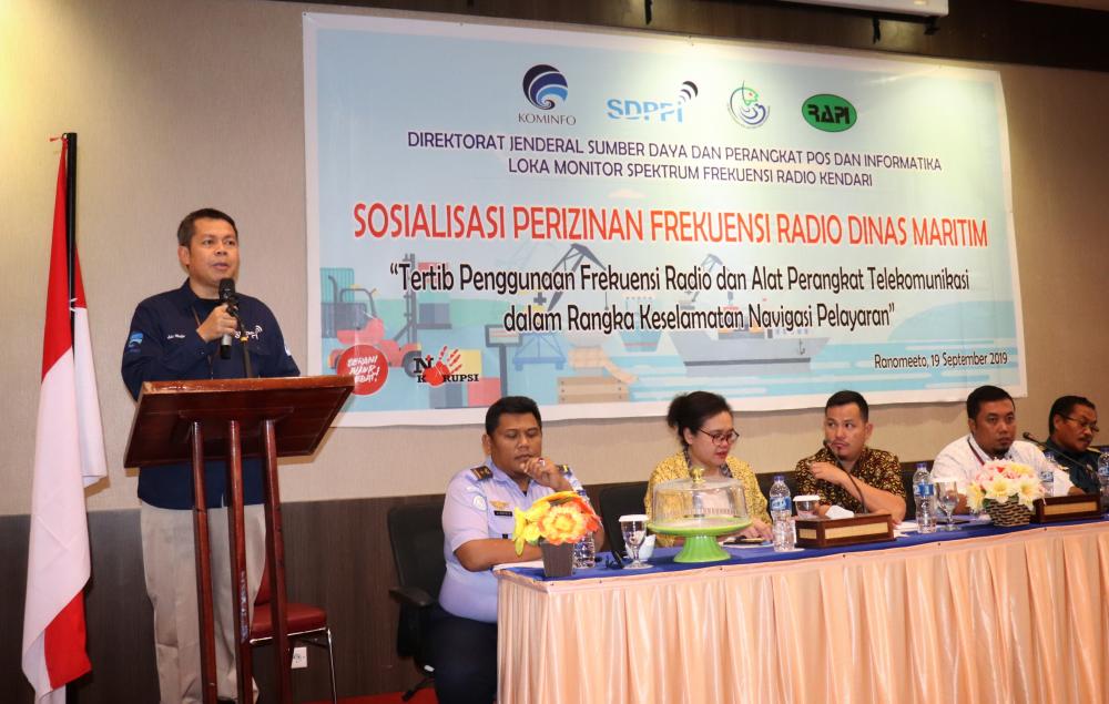 Kaloka Spekfrekrad Kendari, Abdul Salam saat membuka kegiatan   Maritim on the Spot (MOTS) di Hotel Wonua Monapa Kabupaten Konawe Selatan. Kendari (19/9/2019)