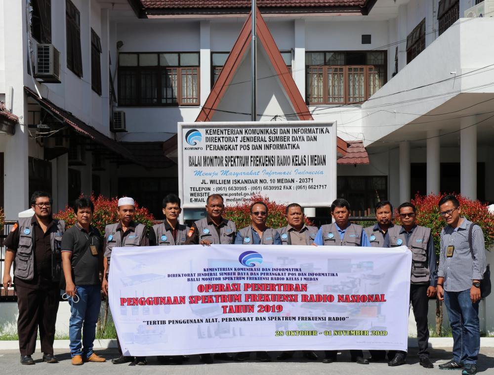 Balai Monitor Spektrum Frekuensi Radio Kelas I Madan menggelar operasi penertiban di wilayah Kota Medan dan Kabupaten Deli Serdang mulai  29 Oktober hingga 1 November 2019. Sasaran penertiban adalah pengguna radio konsesi, radio siaran dan stasiun radio lainnya yang melanggar peraturan berlaku. 
