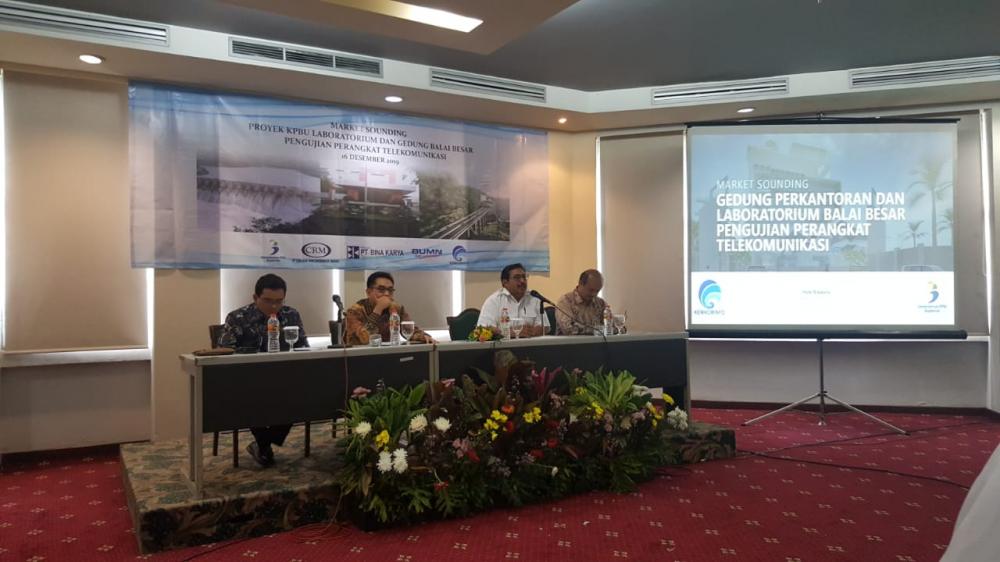 Dirjen SDPPI memimpin kegiatan market sounding untuk pembangunan gedung dan laboratorium perangkat telekomunikasi untuk Balai Besar Pengujian Perangkat Telekomunikasi (16/12/2019).