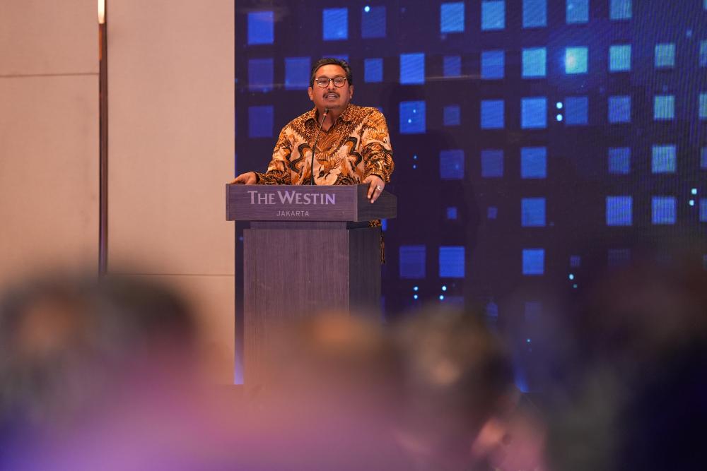 Dirjen SDPPI memberi sambutan pada kegiatan Mastel’s 5G Summit 2022 bertempat di Hotel Westin, Jakarta, Kamis (24/11/2022).