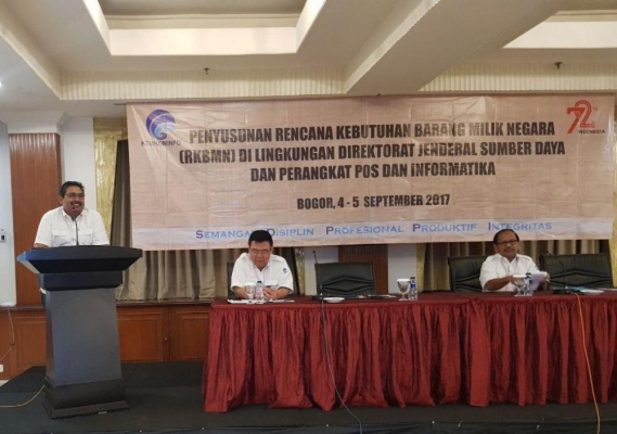 Ilustrasi: Dirjen SDPPI Ismail memberi sambutan pada Penyusunan RKBMN