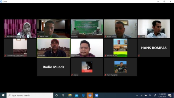 Ilustrasi: Loka Kendari   menggelar Evaluasi Dengar Pendapat (EDP) dengan  Komisi Penyiaran Indonesia Daerah (KPID) Provinsi Sulawesi Tenggara (Sultra) dan Lembaga Penyiaran Swasta secara online. Kendari (15/04/2020)